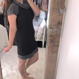 Spense size 8 black & Grey mock turtleneck shift dress